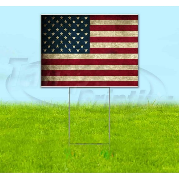 American Flag (18" x 24") Yard Sign, Includes Metal Step Stake