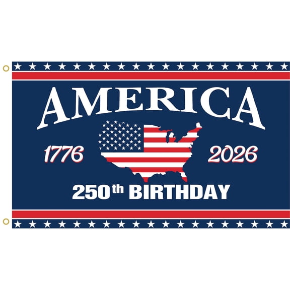 American Flag 250 Year Anniversary, 2x3FT Patriotic USA Map & Star America Garden Flag with 2 Brass Grommets, Weatherproof Polyester Flag for 4th of July and Independence Day