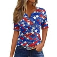 thumbnail image 1 of American Flag 3/4 Sleeve Shirts for Women 2024 Patriotic Casual Tops for Women Patriotic Blouses Button Neck 4th of July Pullover Trendy Loose T-Shirt Top, 1 of 5