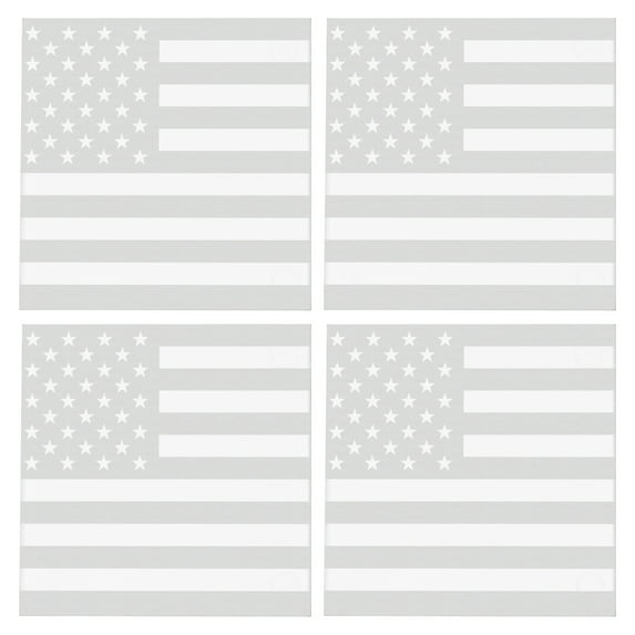 American Flag 3.5" Etched Glass Coasters by DCM Solutions (Inverted Etch, 4 count)