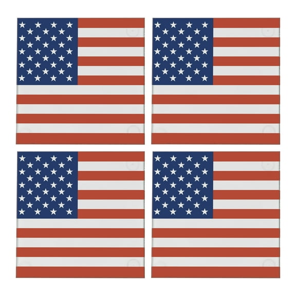 American Flag 3.5" Square Glass Coasters by DCM Solutions (4 Count)