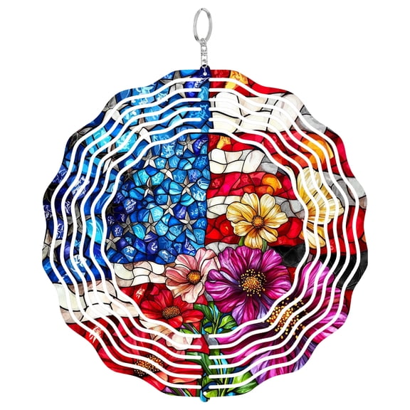 American Flag 3D Wind Spinner Kinetic Stainless Steel Patriotic Garden Decor