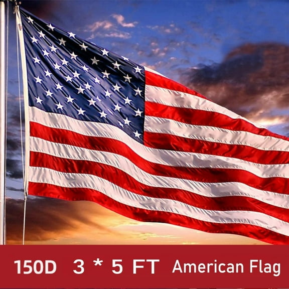 American Flags for Outside,American Flag 3x5 Embroidered Stars,150D Heavy-Duty Nylon US American Flag with Brass Grommets for Home and Garden