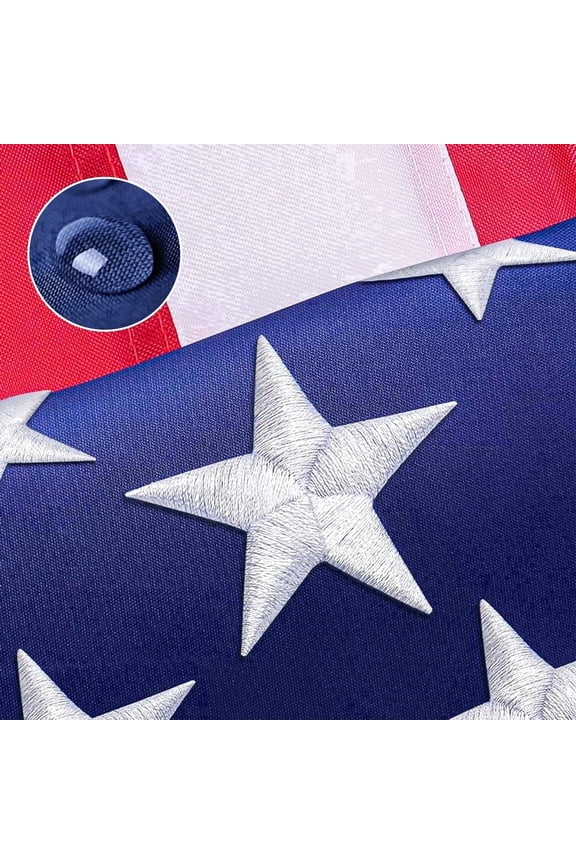 American Flag 3x5 FT Outdoor, Heavy Duty Durable USA Flag with Embroidered Stars - Sewn Stripes and Brass Grommets
