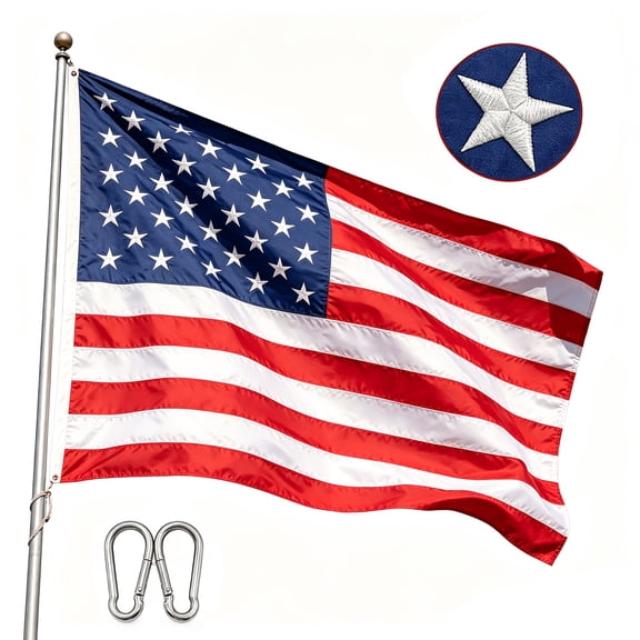 American Flag 3x5 ft Outdoor — 420D Heavy-Duty Nylon, 304 Stainless Hooks. High Winds, Fade-Resistant & Waterproof. Embroidered Stars, Sewn Stripes, Brass Grommets. 250th U.S. Independence Day.