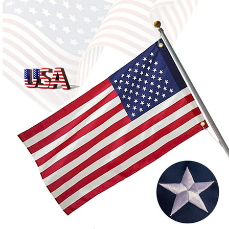 GPED American Flag 4 x 6 Ft, Heavy Duty Waterproof Nylon US Flag, Strongest Longest Lasting with Perfect Embroidered Stars, Sewn Stripes, Brass Grommets, UV Protection Perfect for Outdoors