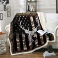 thumbnail image 1 of American Flag 40"X50" Throw Blanket, Brown Grey Camouflage Antlers and Leaves Fuzzy Blanket,Camo Hunting Deer Wild Animal Fleece Blanket Stars and Stripes Sherpa Blanket for Sofa( Farmhouse Style ), 1 of 4