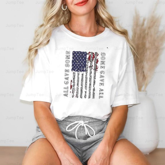 American Flag 4th July Memorial Day Stars Stripes USA Patriot Celebration Comfort Color T-Shirt Unisex, up to 4XL