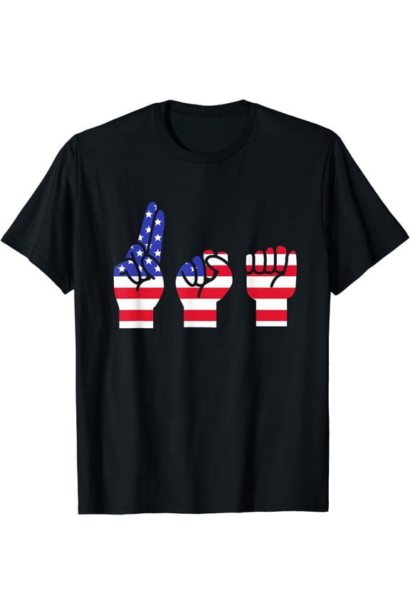 American Flag 4th Of July USA ASL Sign Language T-Shirt