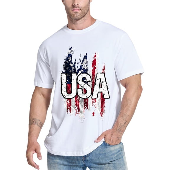 American Flag 4th of July T-Shirt – Patriotic Stars and Stripes Cotton Tee for Men & Women