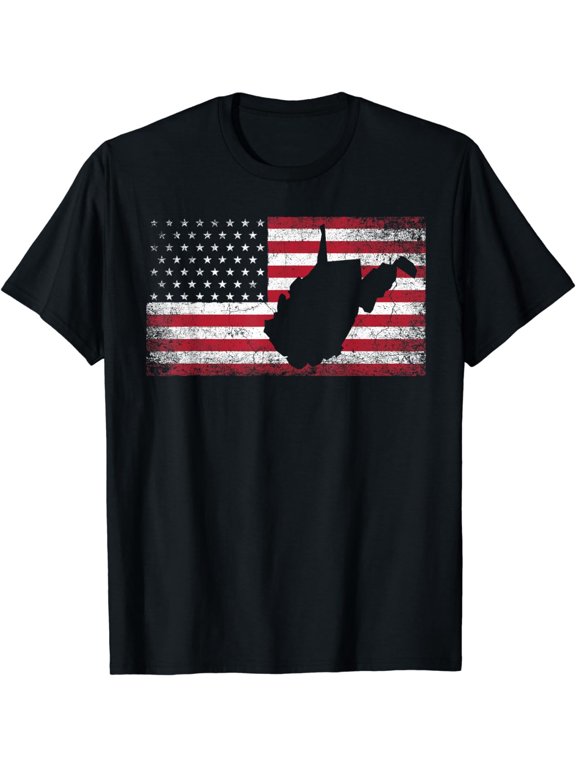American Flag 4th of July West Virginia WV Vintage Men Women T-Shirt