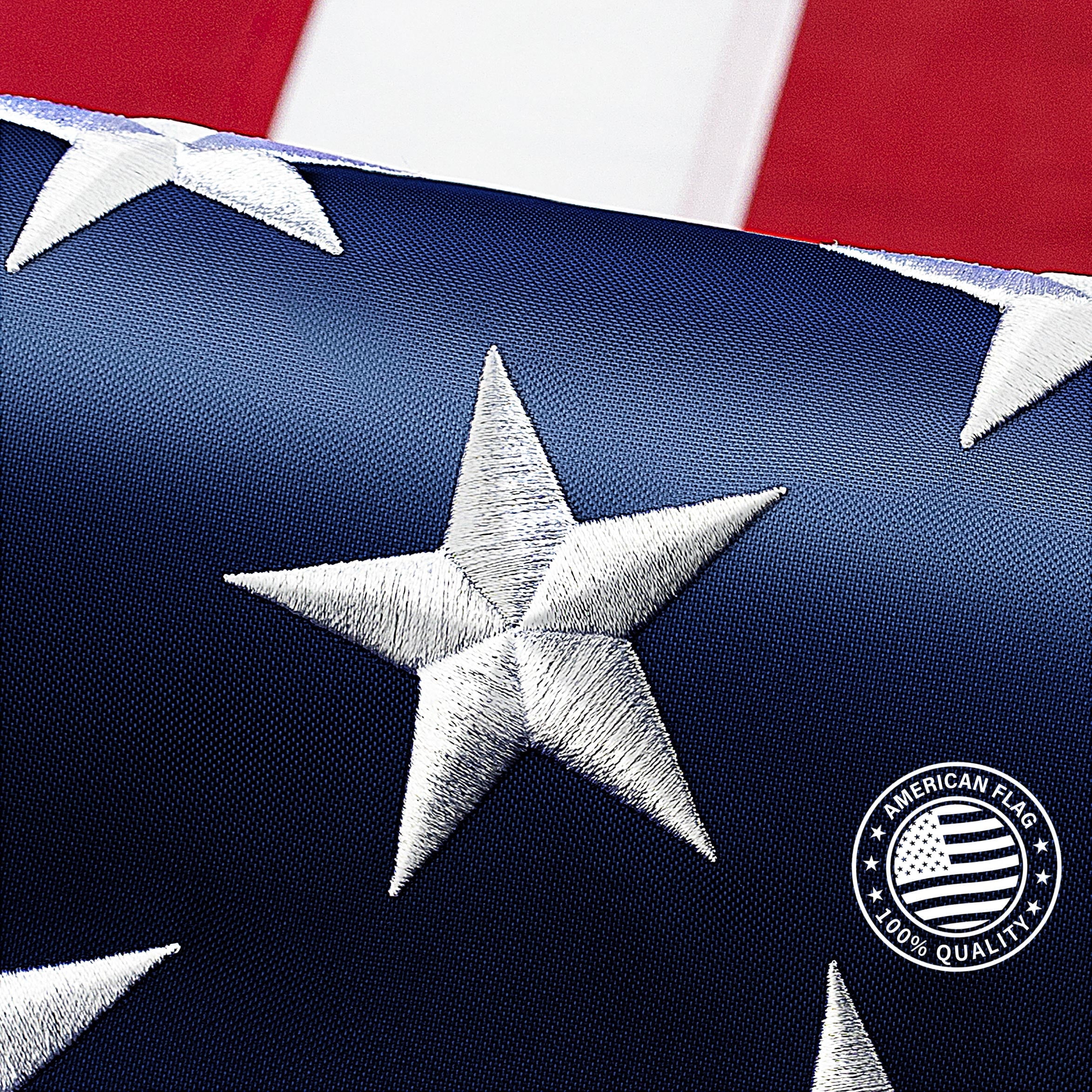 American Flag 4x6 ft, High Wind Heavy Duty US Flags for Outside, Durable Nylon with Luxury Embroidered Stars Sewn Stripes Brass Grommets