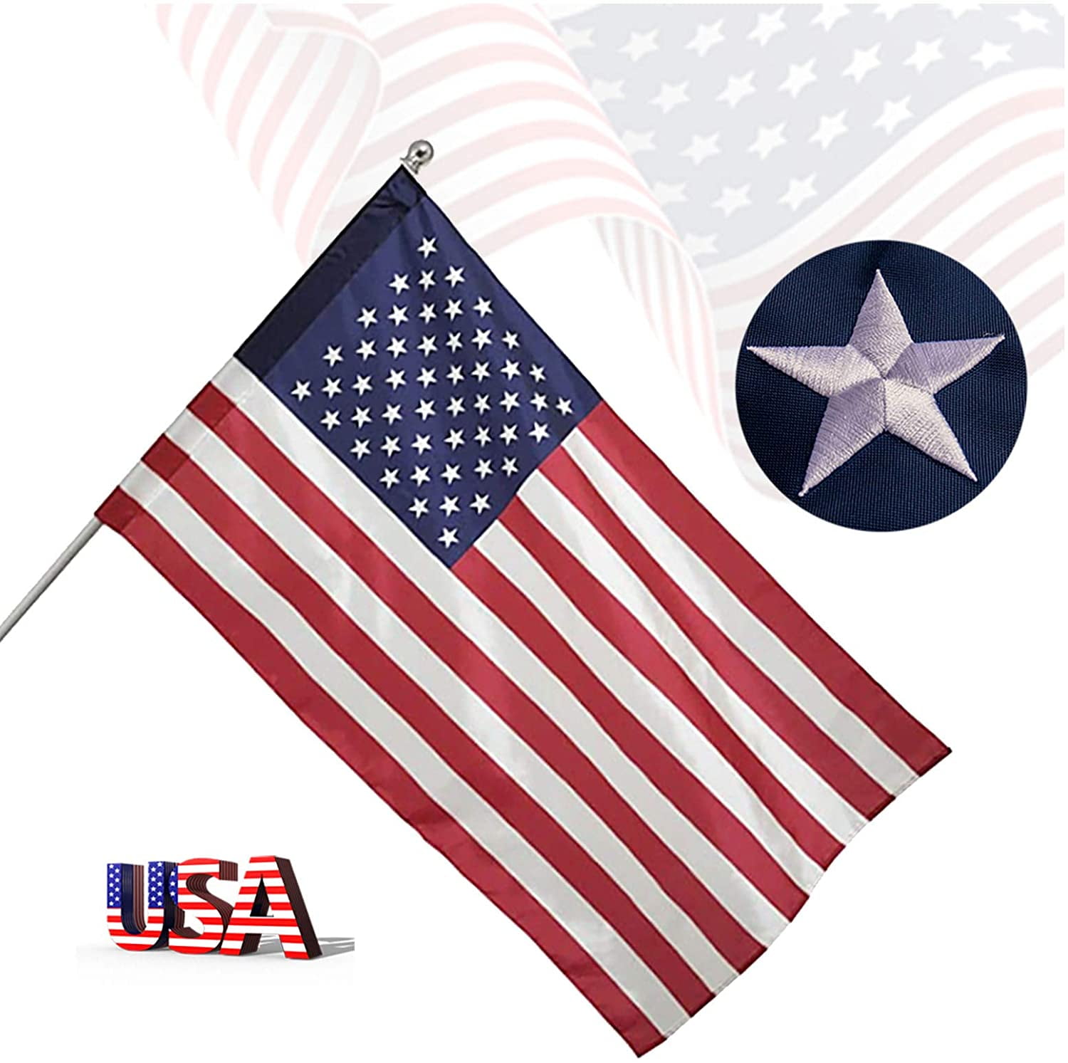 Americanflags.com American Flag 4x6 ft Outdoor,US Outside 2x3,Heavy Duty Durable Outdoors ...