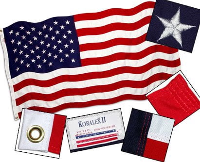 American Flag 5ft x 8ft Valley Forge Koralex II 2-Ply Sewn Polyester