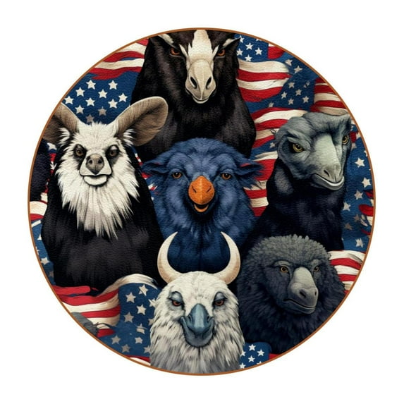 American Flag 6PCS Round Microfiber Leather Car Coasters, 11x11 cm/4.3x4.3 in - Set of 6 Drink Cup Holders for Car, Durable and Absorbent.