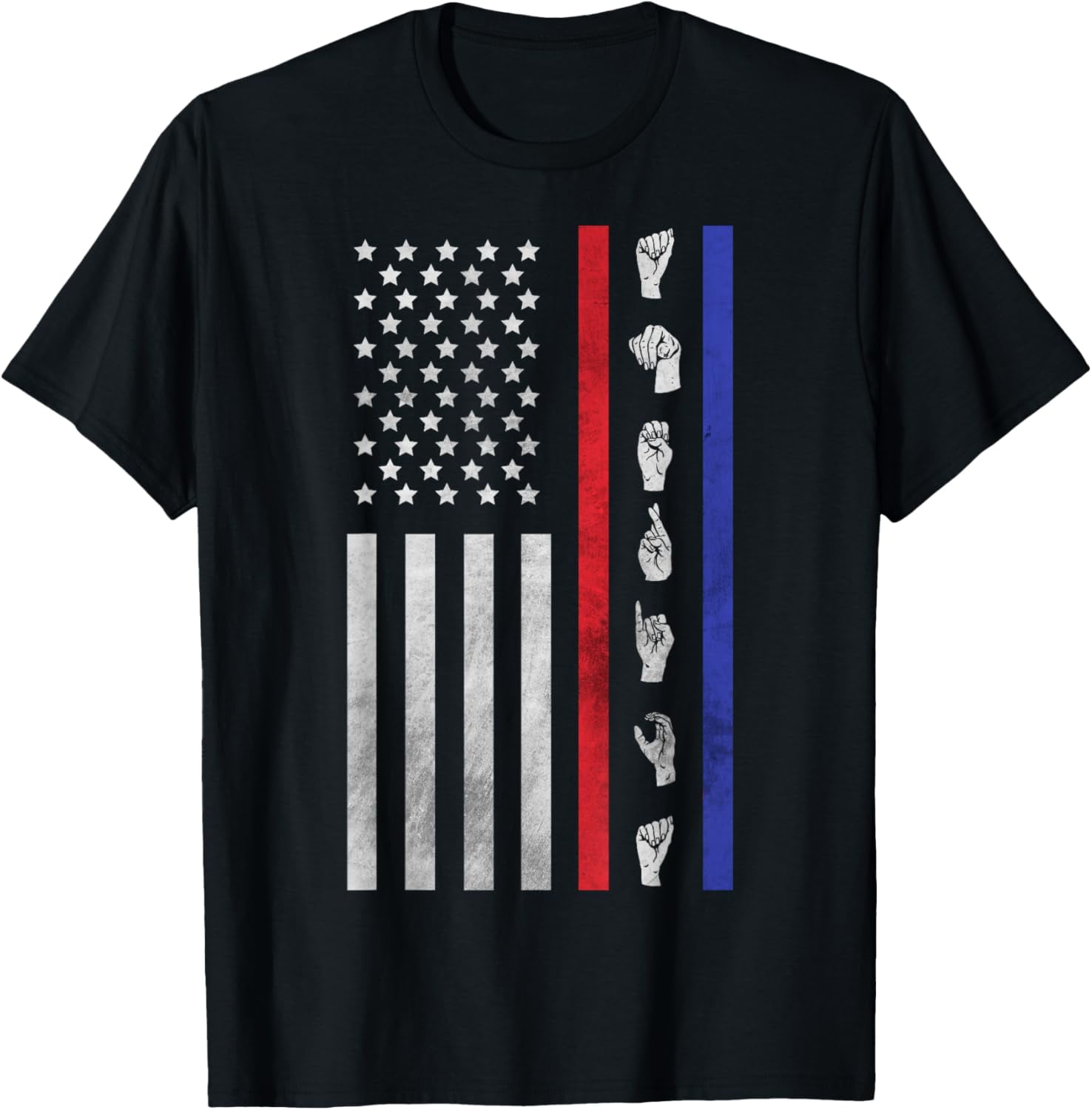 American Flag Asl Shirt American Sign Language America Usa T Shirt Men And Women Can Wear Black