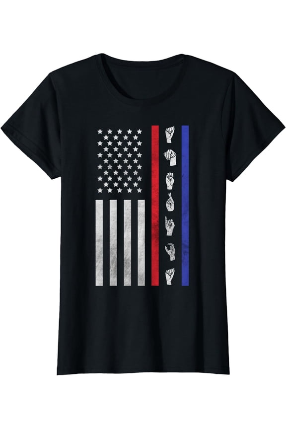 American Flag ASL Shirt American Sign Language America USA T-Shirt