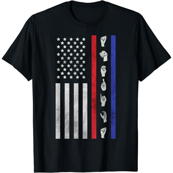 American Flag ASL Shirt American Sign Language America USA T-Shirt