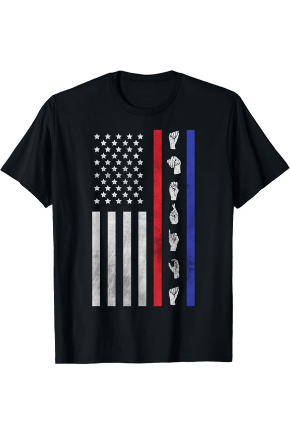 American Flag ASL Shirt American Sign Language America USA T-Shirt men and women can wear, black, white, gifts