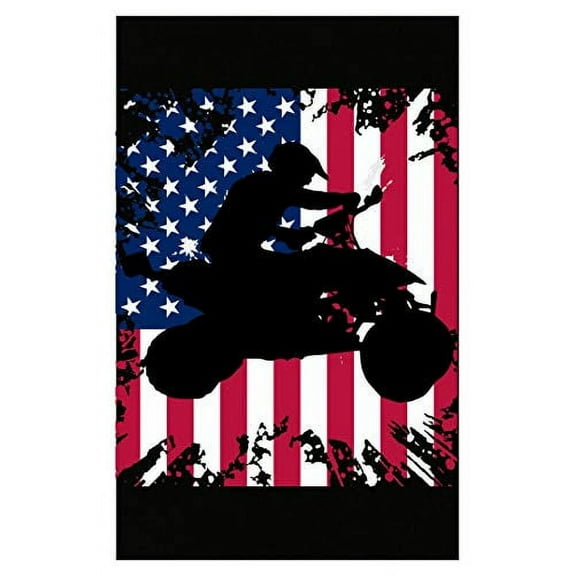 American Flag ATV Silhouette Poster - 13x19 - Wall Art Decor Gift