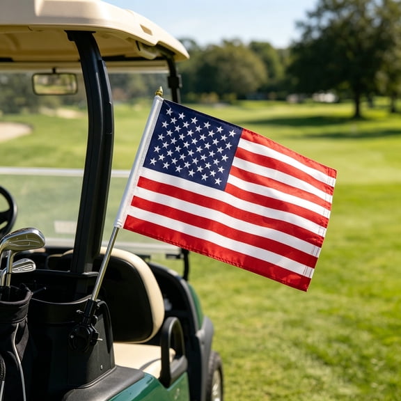 Adjustable American Flag Golf Cart Flag – Heavy-Duty USA Flag with Clamp Mount for Golf Carts, Bikes & Boats
