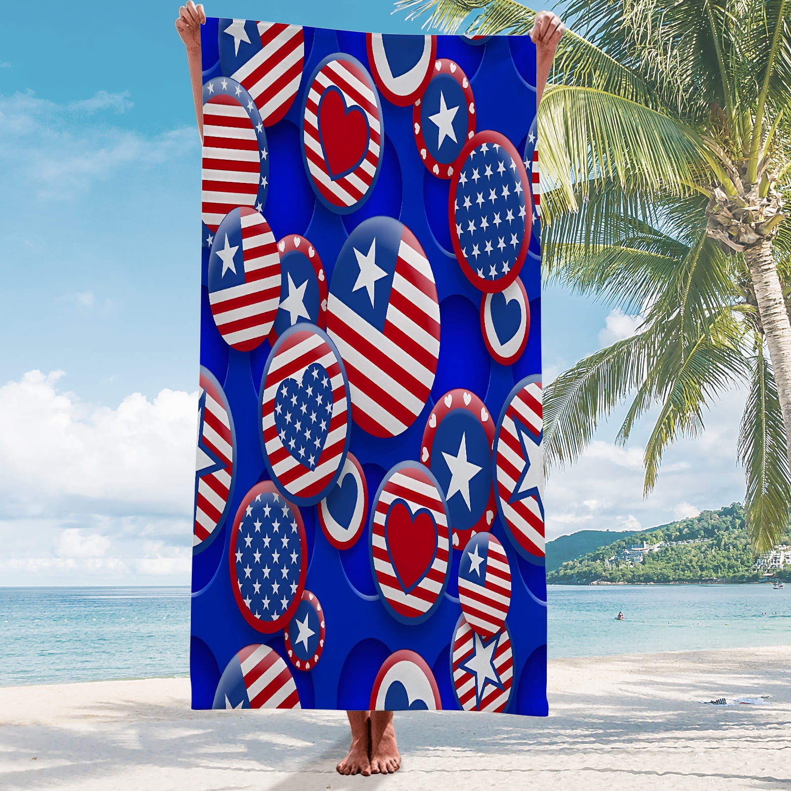 American Flag Aesthetic Beach Towel 4th of july Toddler Beach Towel