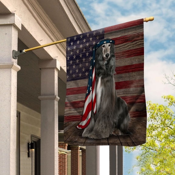 American Flag Afghan Hound Dog Proud Patriotic 4th of july House Flag (29.5x39.5) Decorative Outdoor Flag
