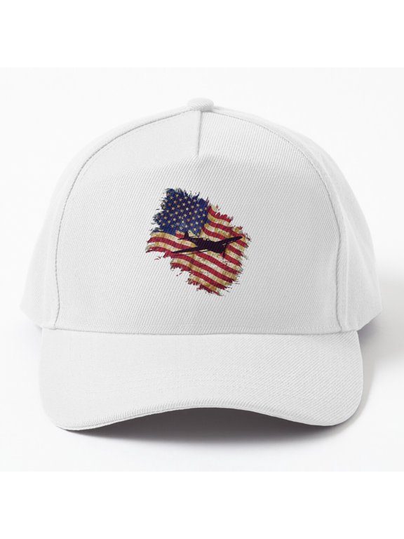 American Flag Airplane Baseball Hat, Fourth of July Pilot Aviation Design Cap
