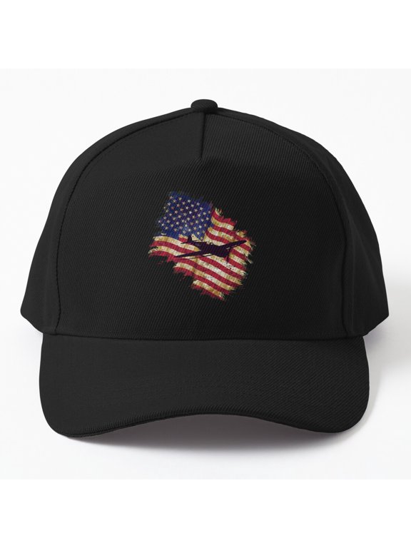 American Flag Airplane Baseball Hat, Fourth of July Pilot Aviation Design Cap