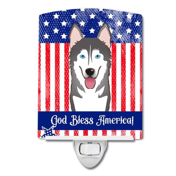 American Flag & Alaskan Malamute Ceramic Night Light
