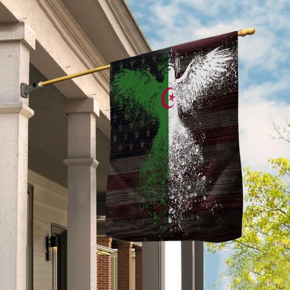 American Flag- Algerian Flag Algeria US Friendship Forever July 4 Decoration House Flag (29.5x39.5) Double Sided-USA Flags Premium Polyester-Decorative Indoor Outdoor Flag