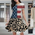 thumbnail image 1 of American Flag And Leopard Print Pattern Women's Classic Swing Skater Dress Casual Work Party Cocktail Dresses, 1 of 1