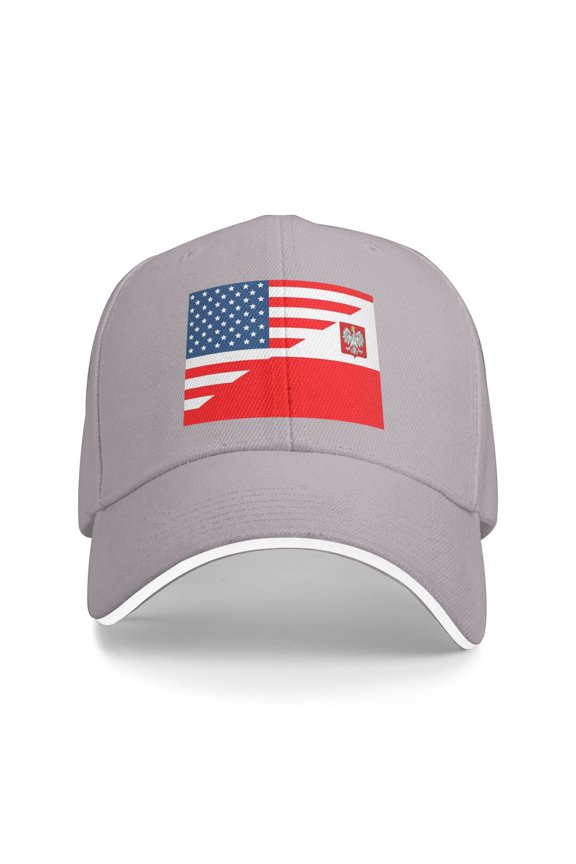 American Flag And Polish Flag Unisex Adult Baseball Caps Adjustable Casquette Dad Hat Sandwich Cap Outdoors Headwear