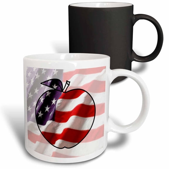 3drose, American Flag Apple, 11oz Magic Transforming Mug