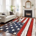 thumbnail image 1 of American Flag Area Rug 5x7 FT, Non Slip Bedroom Throw Carpet, Red Blue Star Stripes Rustic Farmhouse Wood Washable Soft Floor Carpet Non-Shedding Rug for Dining Room Bedside Classroom Desk, 1 of 9