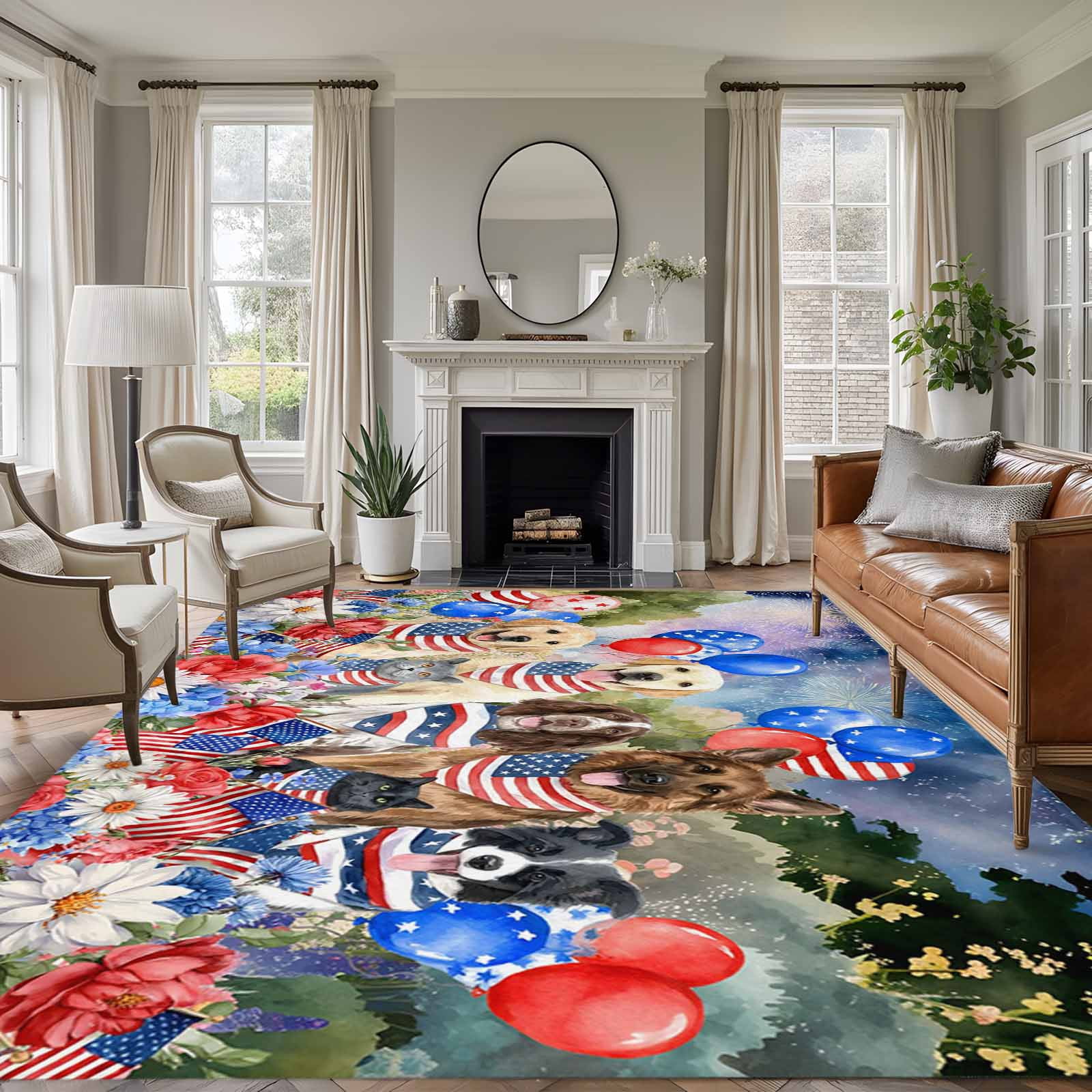 American Flag Area Rugs 8'x10', Washable Small Throw Rugs for Living ...