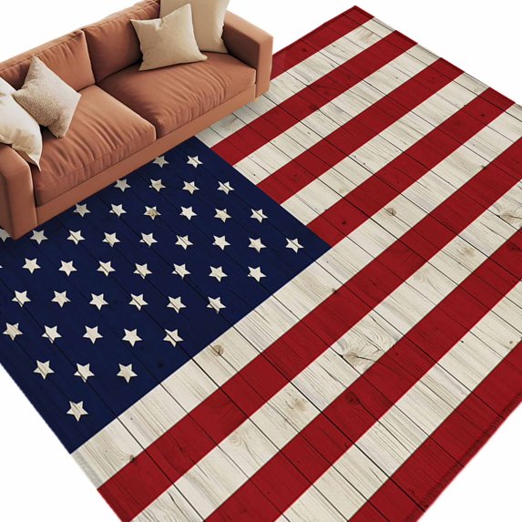 Flag Rugs American Flag Area Rug 5x8ft Vintage Red White Stripes Blue Stars Wood ...