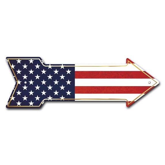American Flag Arrow Sign | Indoor/Outdoor | Direction Arrow Sign Funny Home Décor for Garages, Living Rooms, Bedroom, Offices | SignMission personalized gift | 24" Wide