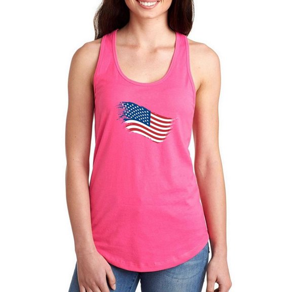 American Flag  Art Racerback Tank Women -Image by Shutterstock, Female XX-Large