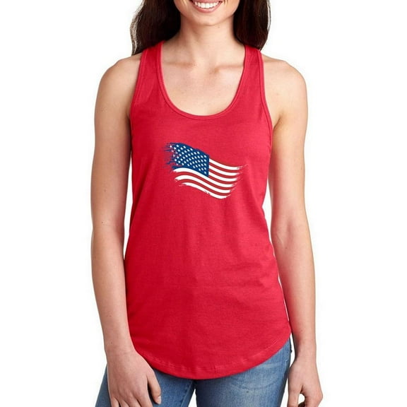 American Flag Art Style Racerback Tank Women -Image by Shutterstock, Female Small