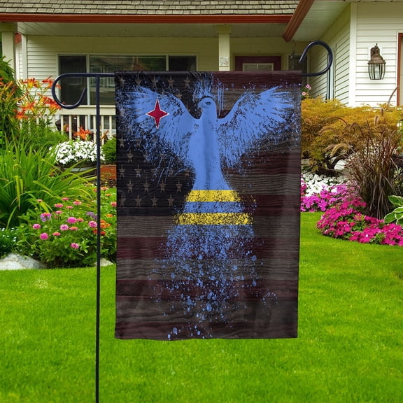 American Flag- Aruban Flag Aruba US Friendship Forever July 4 Decoration Garden Flag, Double-Sided Decorative Outdoor Flag, Polyester Yard Flag 12 x 18 in