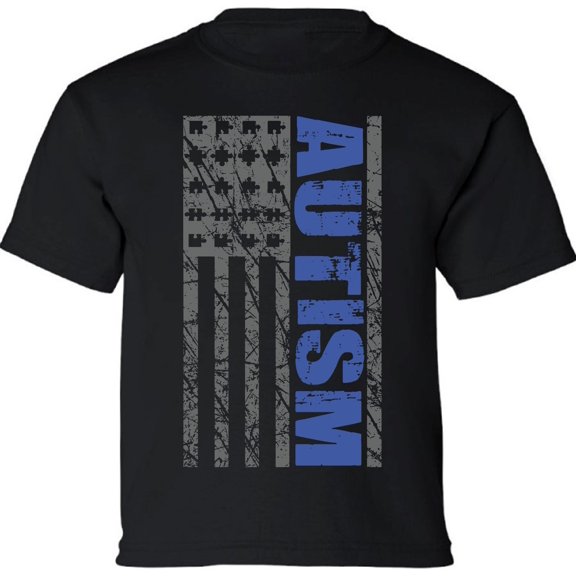 American Flag Autism Awareness Graphic T-Shirt for Kids Youth Tee for Boys Girls XS S M L XL
