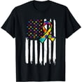 thumbnail image 1 of American Flag Autism Shirt Autism Ribbon Autistic American T-Shirt, 1 of 3