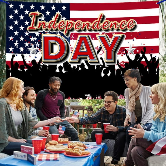 American Flag Bald Eagle Backdrop 59x35in – Patriotic Red White and Blue Background for Memorial Day, 4th of July, Independence Day, Veterans, Retirement Party