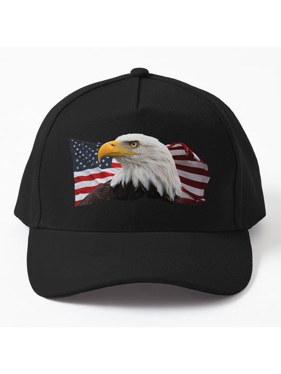 American Flag Bald Eagle Baseball Cap, USA Bird Celebration Graphic Design, Classic Hat