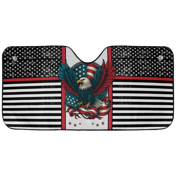 American Flag Bald Eagle Car Sunshade, Patriotic USA Eagle Windshield Sun Shade, USA Flag Car Accessory