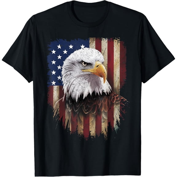 American Flag Bald Eagle Patriotic 4Th Of July Man T-Shirt Unisex S-5Xl Hot Trending Shirt Birthday Gift