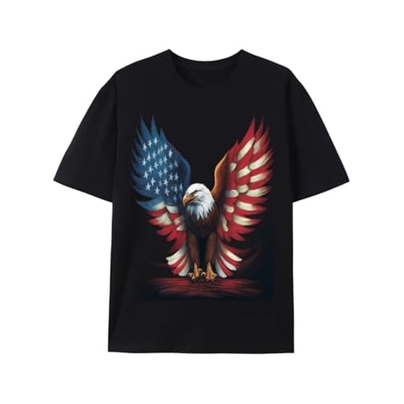 Greenink American Flag Bald Eagle Patriotic Eagle 4th of July USA T-Shirt Men Women Tees Crew Neck Short Sleeve T Shirts