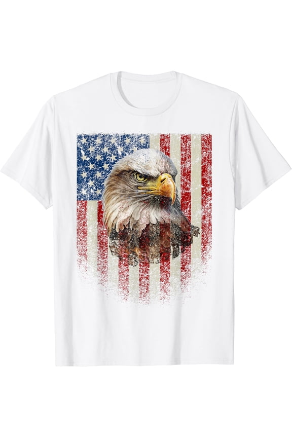 American Flag Bald Eagle Patriotic Red White Blue T-Shirt