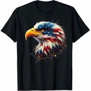 American Flag Bald Eagle Patriotic USA 4th of July Red White Blue Gifts Unisex Men Women Crew Neck Short Sleeve T-Shirt